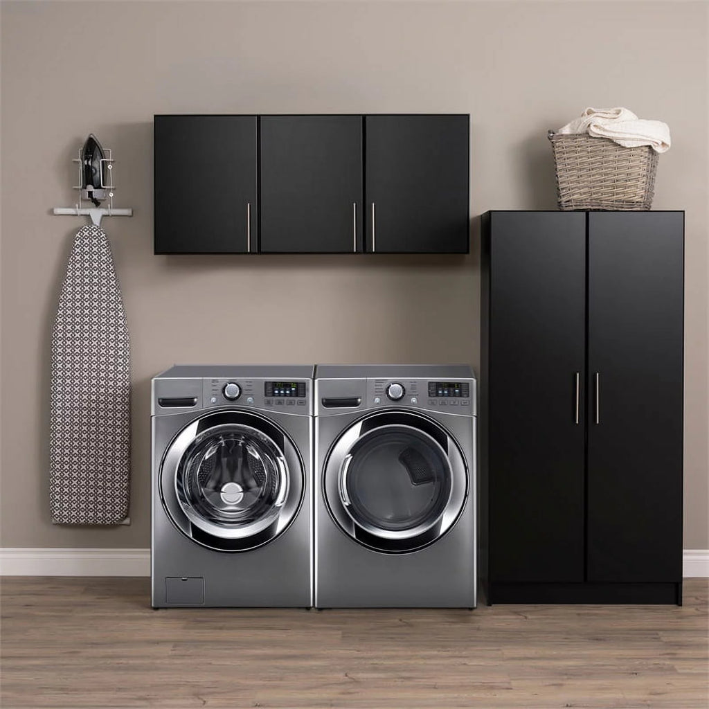 Black Storage Cabinet with Hanging Rail and Shelves Z732