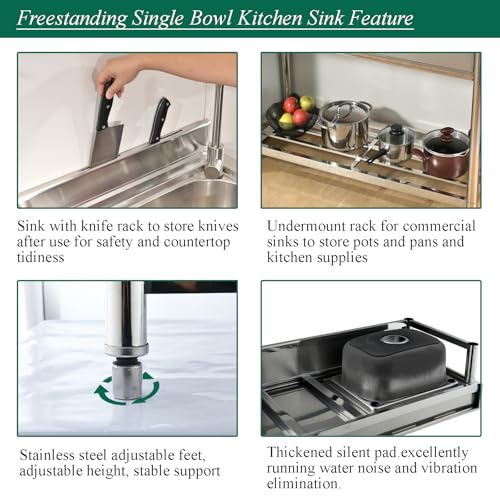 Stainless Steel Freestanding Single Bowl Utility Sink V57808