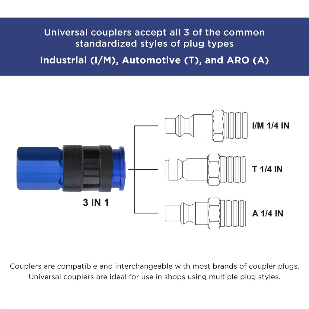 8 Piece Universal Air Hose Quick Push Connect Coupler Set with 1/4" NPT Female Threads G265