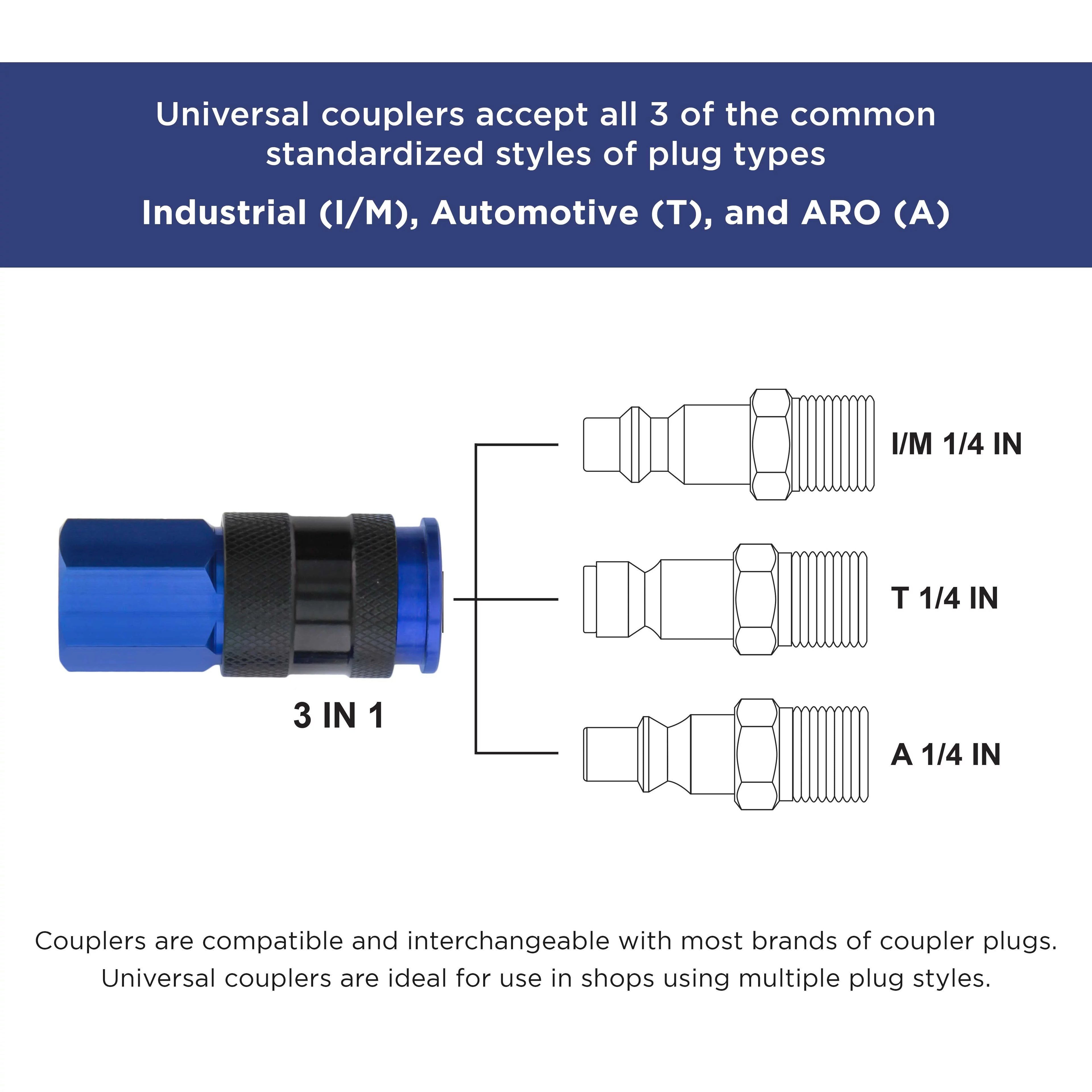 8 Piece Universal Air Hose Quick Push Connect Coupler Set with 1/4" NPT Female Threads G265