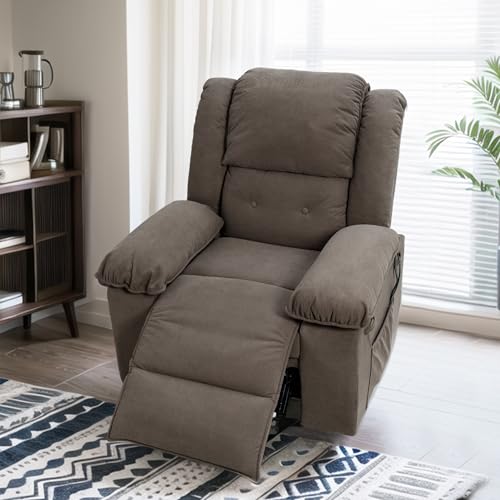 Brown Fabric Power Lift Recliner Chair with Massage and Heat K665030