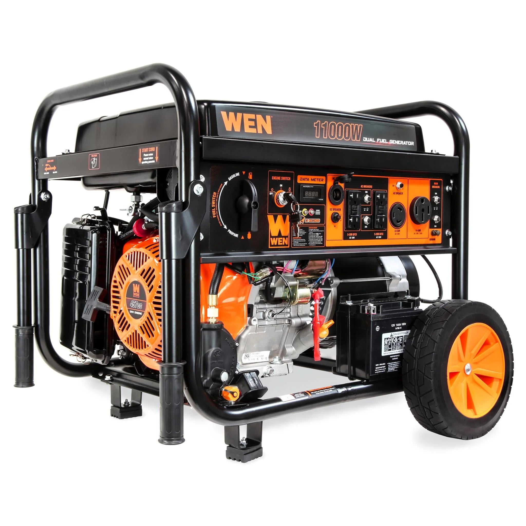11000-Watt 120-Volt 240-Volt Dual Fuel Electric Start Portable Generator with Wheel Kit and CO Shutdown Sensor X83591