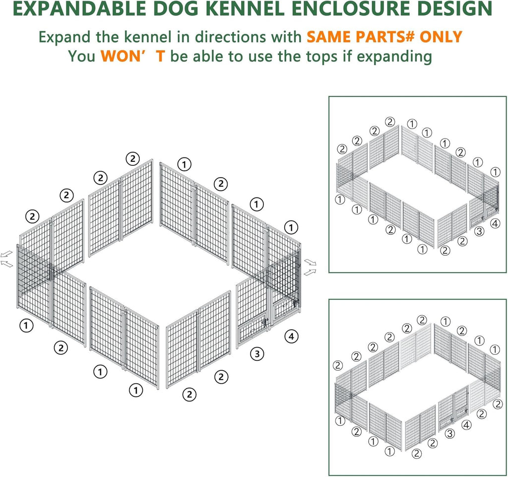 10' x 10' Large Dog Kennel with Roof and Lockable Door Q7455