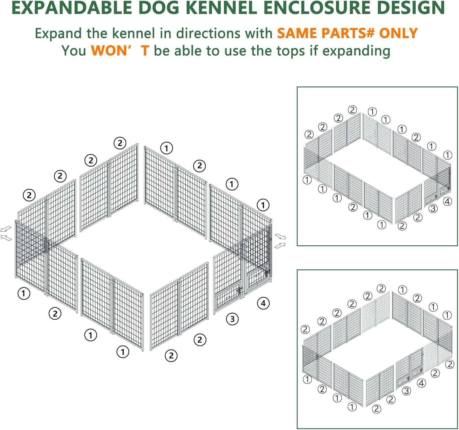 10' x 10' Large Dog Kennel with Roof and Lockable Door Q7455