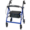 Red Lightweight Aluminum Rollator Walker with Seat and Wheels, 300 lbs Weight Capacity J222