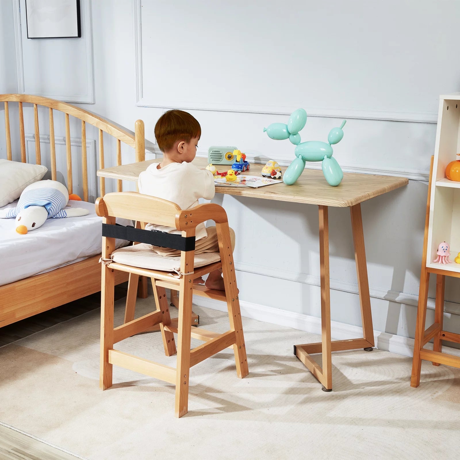 Wooden Baby HighChair with Adjustable Legs Solid Wood H836566
