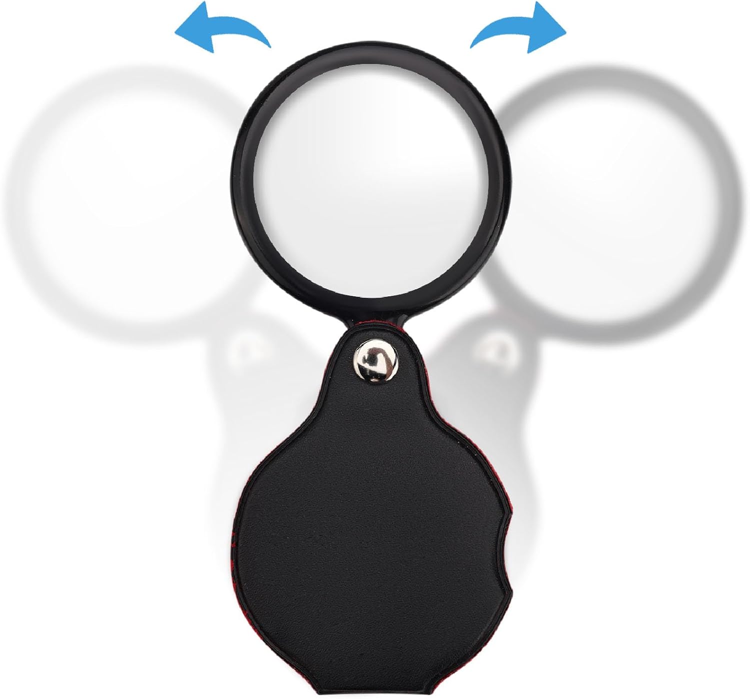 5pcs 10x Mini Magnifier, 2.1" Pocket Magnifying Glass with Rotating Protective Leather Sheath G749