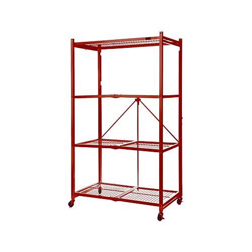 Large 4-Tier Heavy-Duty Rack with Casters Red B405