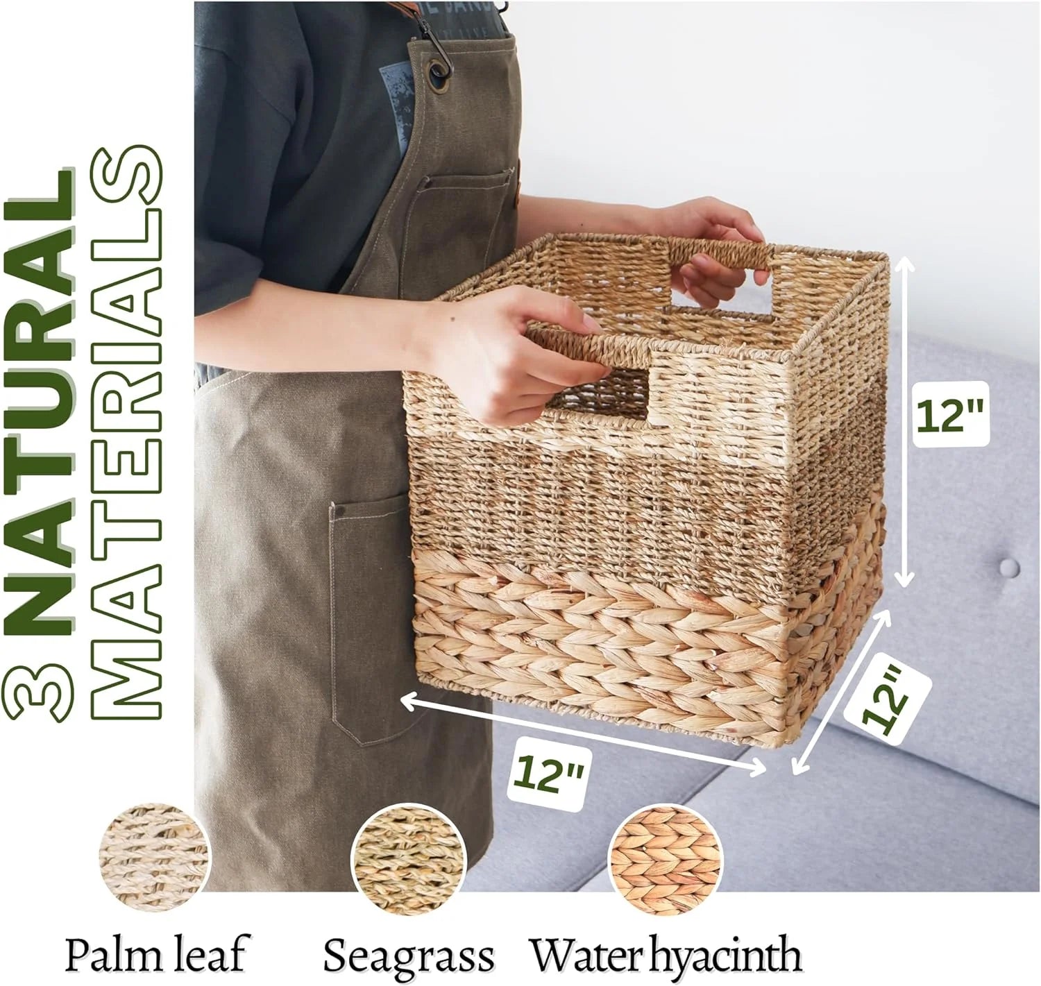 Natural Wicker Storage Cubes, Set of 4 Hyacinth Baskets K448