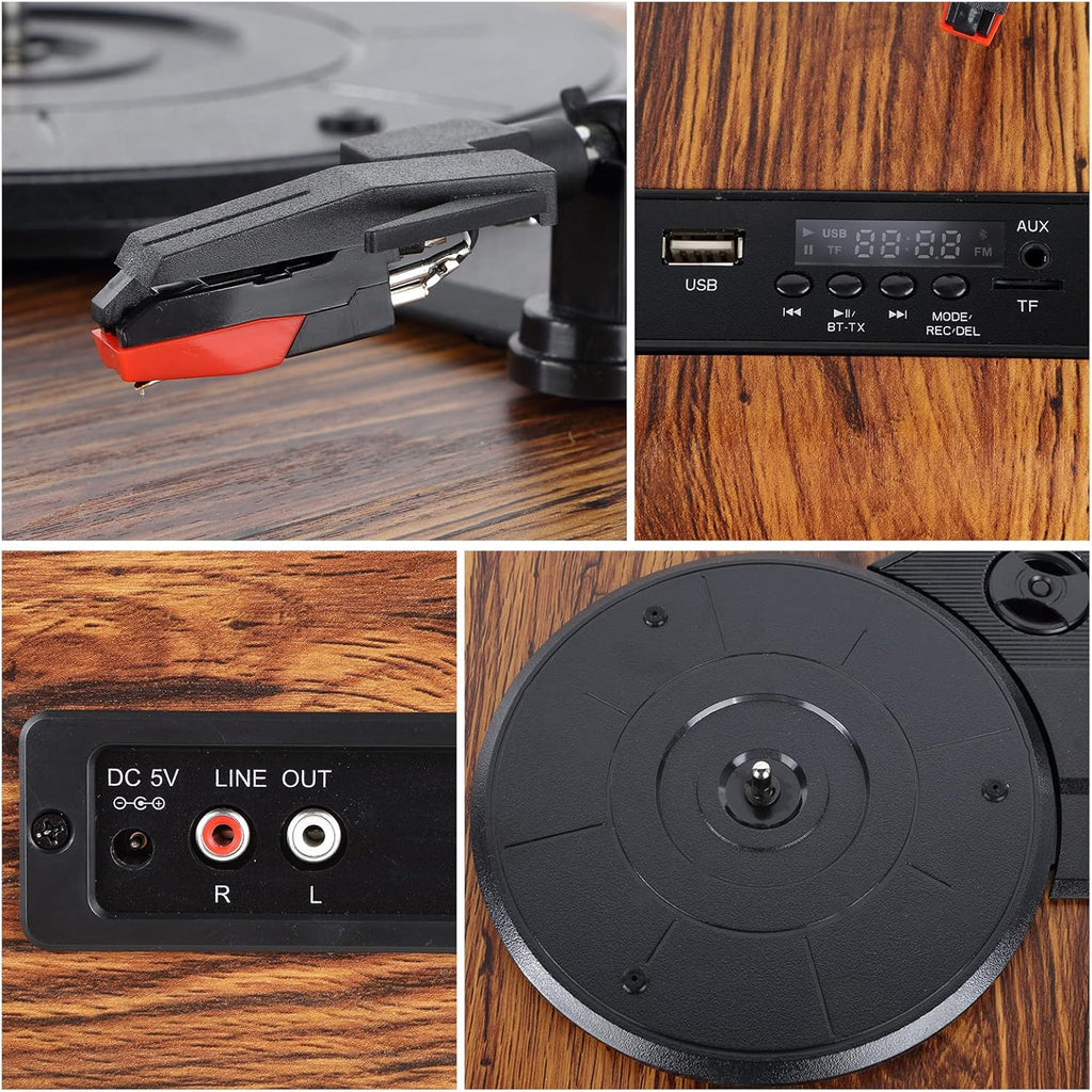 Bluetooth Record Player, 3 Speed Turntable with Built-in Speakers L10975