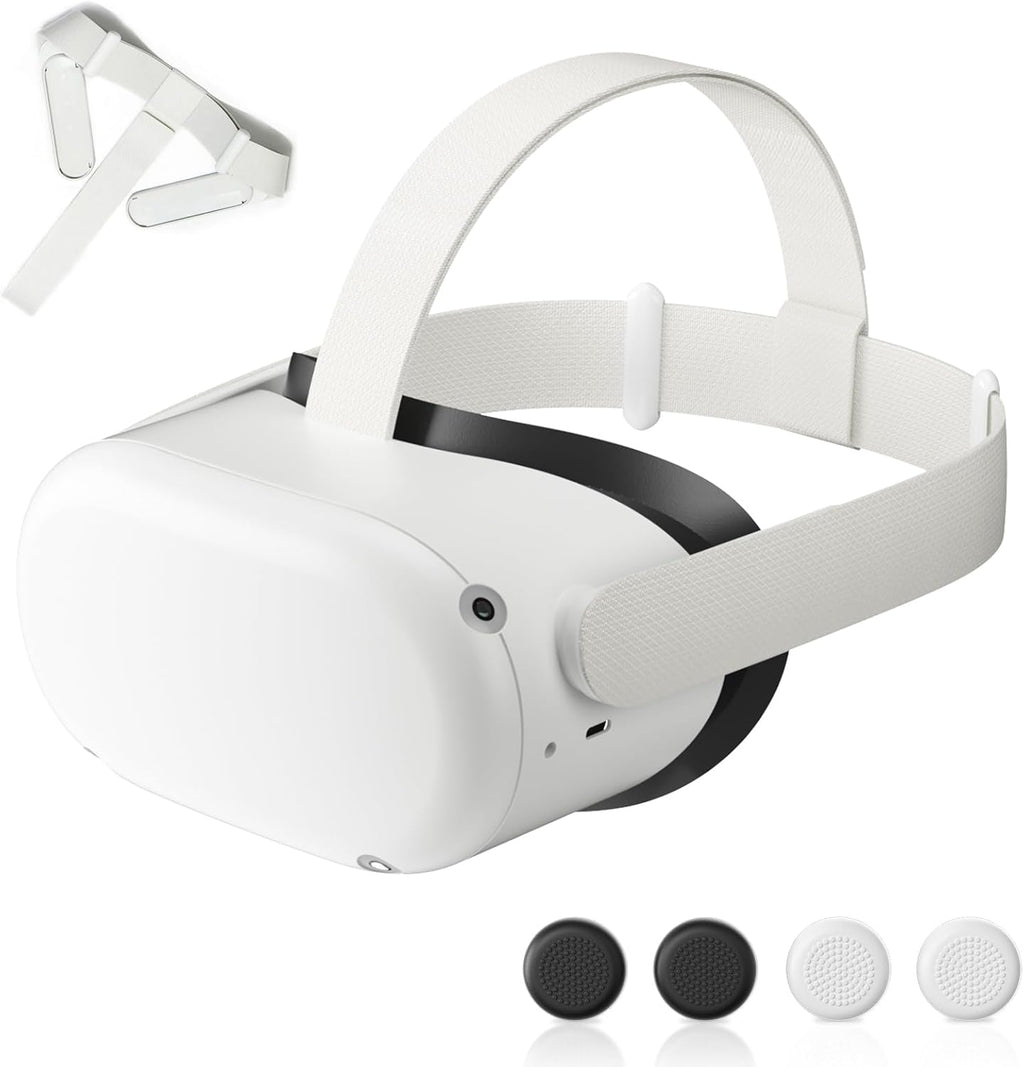 Head Strap for Oculus Quest 2 Headset with 2 Pair Thumb Grip Caps B665